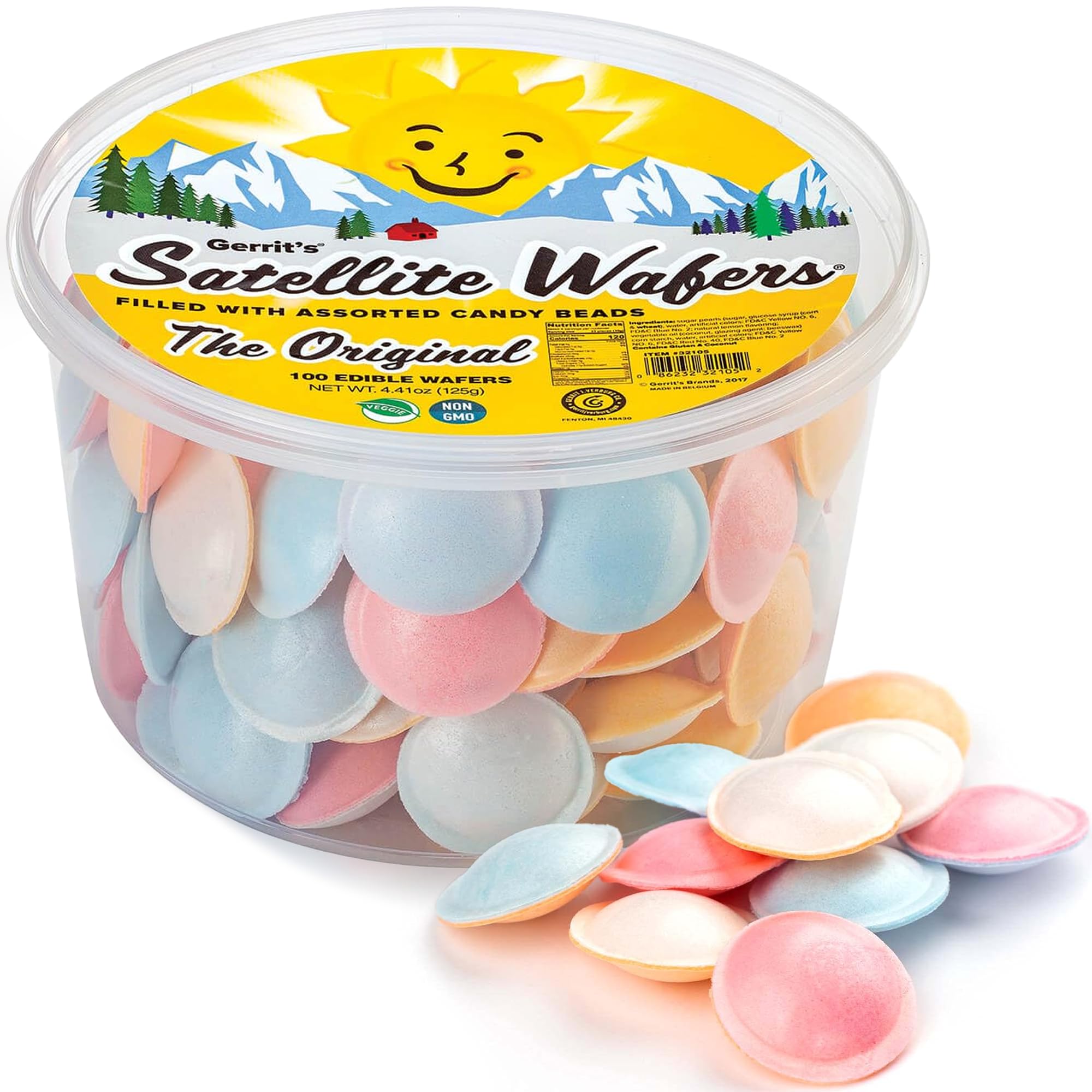 Gerrit's Original Satellite Wafers with Candy Beads, 100 Count, 4.41 oz Gerrit's